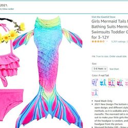 Mermaid Bathing Suit With tail  Size 6