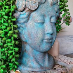 Upcycled Greek Bust Planter Vase