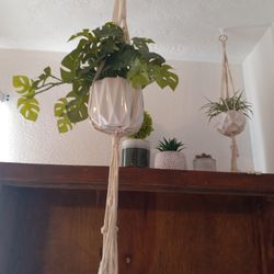 Hanging HAND MADE LOCAL ARTIST MACRAME HANGING PLANT AND HOLDER