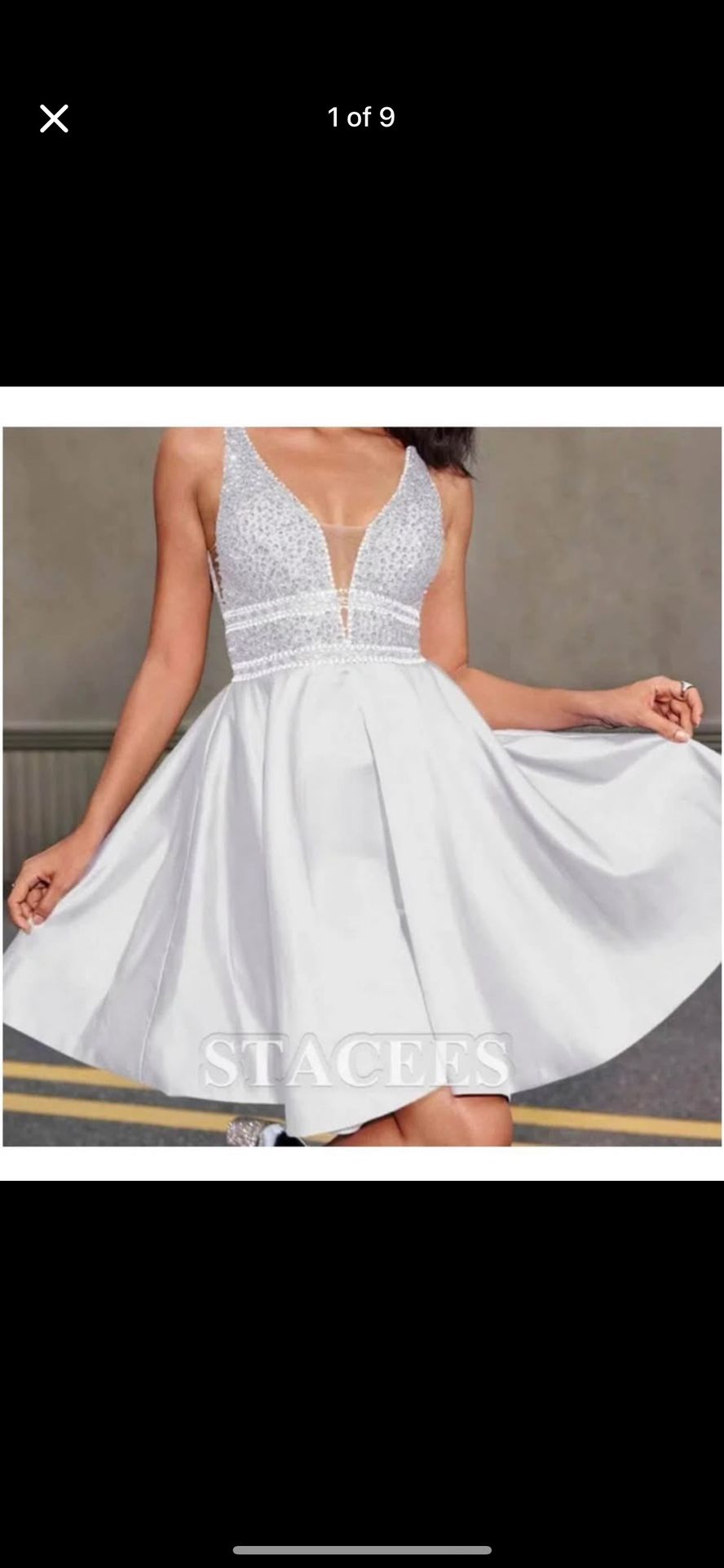 White Satin Beaded Dress