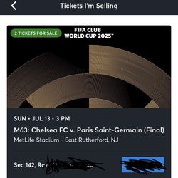 Selling Two Tickets For The FINAL FIFA CLUB WORLD CUP