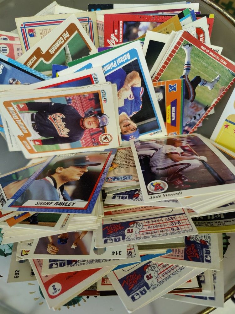Bowl Of Baseball/Football Cards
