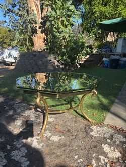 Vintage Brass Swan Coffee Table