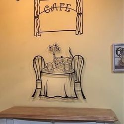 Café Scene Black Metal Wall Art … 3D