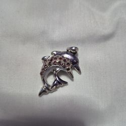 Purple silver double dolphins charm