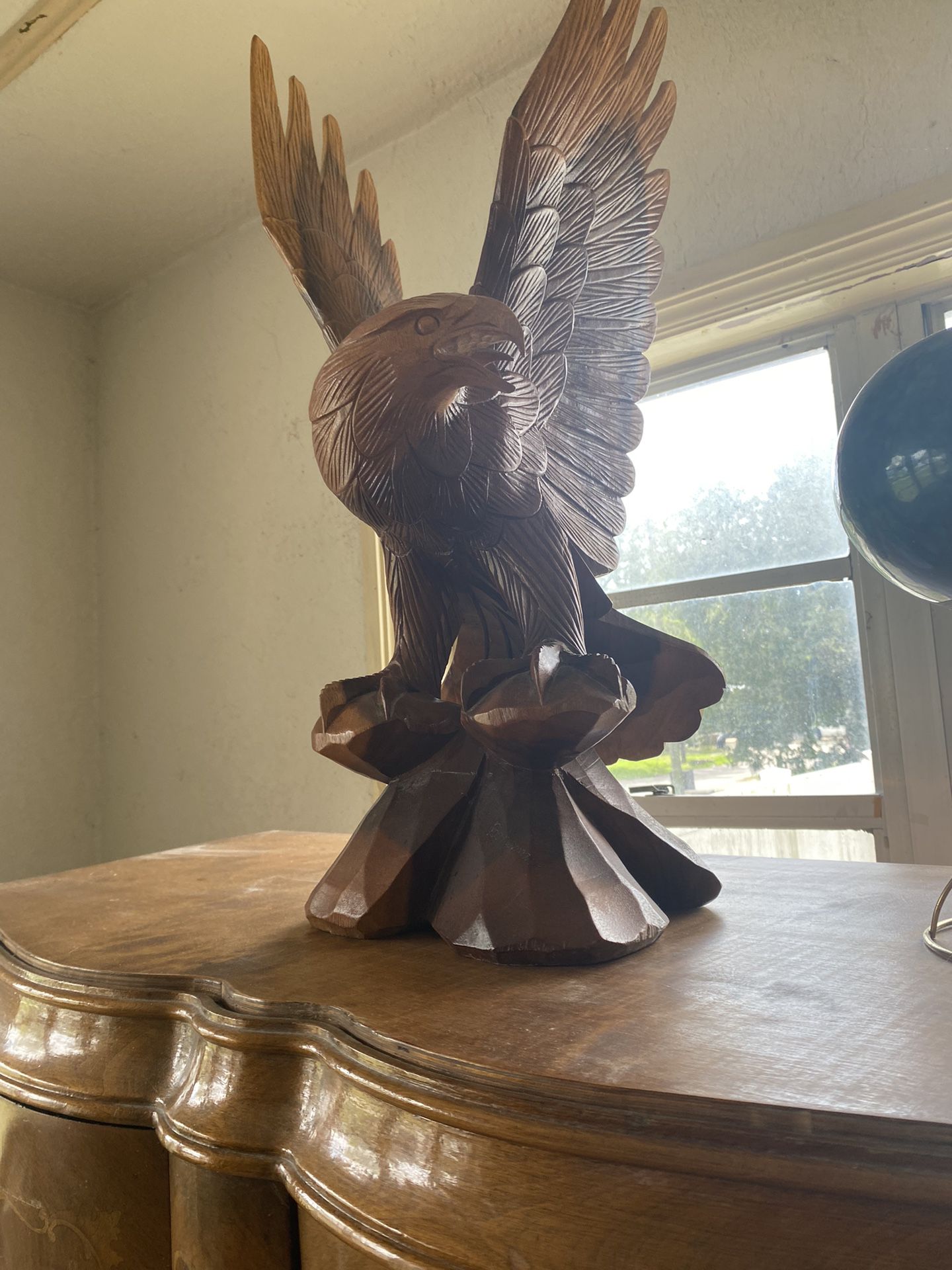Hand carved Wooden Eagle Statue 