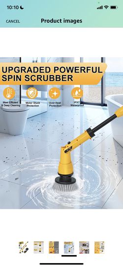 Electric Spin Scrubber Cordless Cleaning Brush with Adjustable Extension  Arm