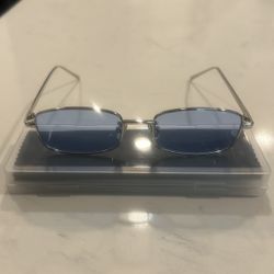New Retro Vintage Unisex Sunglasses (Silver Frames/Blue Lens)