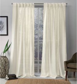Linen Sheer Hidden Tab Top 2 Panel Curtains