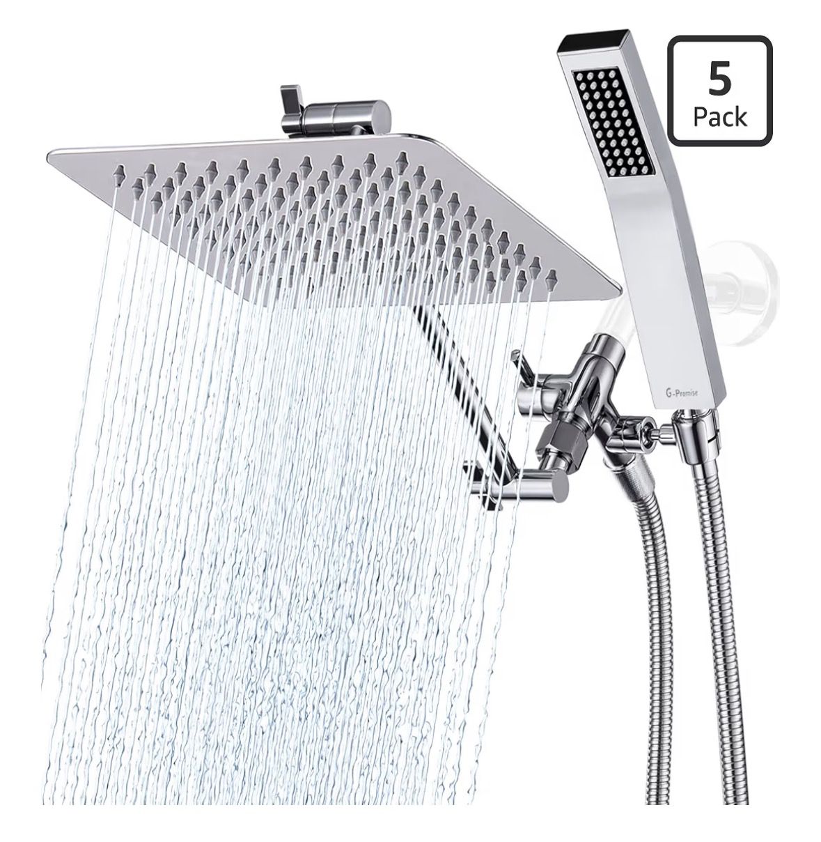 8 Inch Dual Square Shower Head with Handheld Spray Combo
