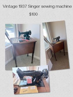 Vintage 1937 Singer Sewing Machine with Cabinet