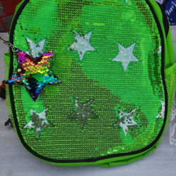 New Green Sequence Backpacks With Star Keychain 