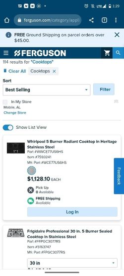 Whirlpool 5 Burner Cooktop