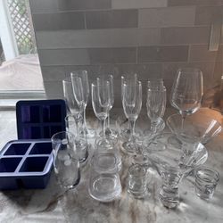 20 Pieces-Glassware+Ice Cube Molds