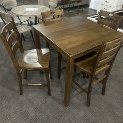 Dark Oak Counter Height Table Set 