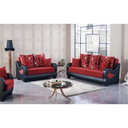 PITTSBURGH RED SLEEPER LIVING ROOM SET

