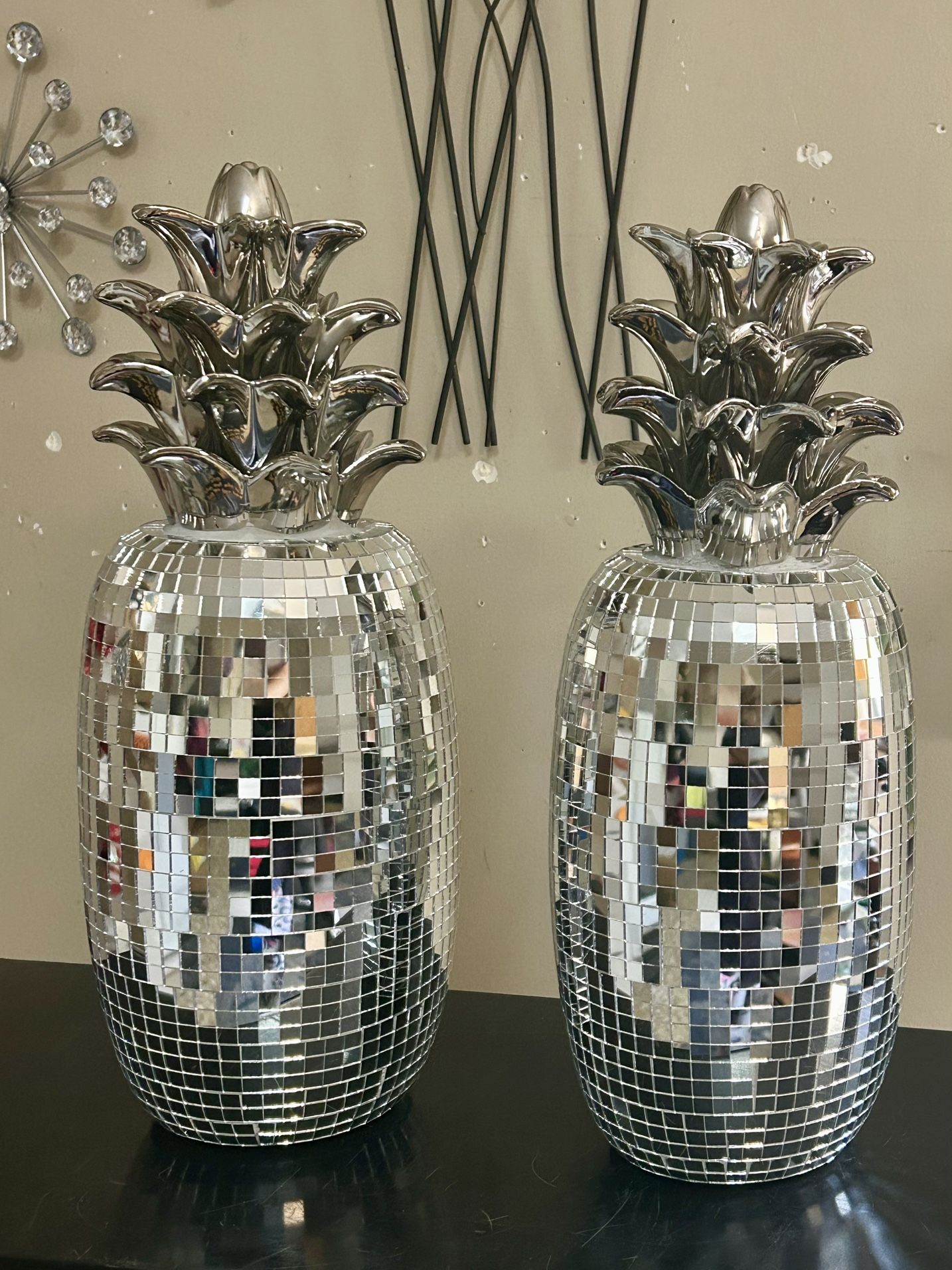 Gorgeous Tall Mirrored Pineapples 16” NEW $45/each