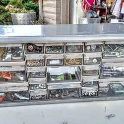 ORGANIZER WITH SCREWS, NAILS, EXACTO KNIFE, BLADES, ETC.