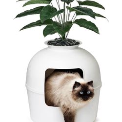 Secret Litter Box by Bundle & Bliss (Plant kitty litter) - White 