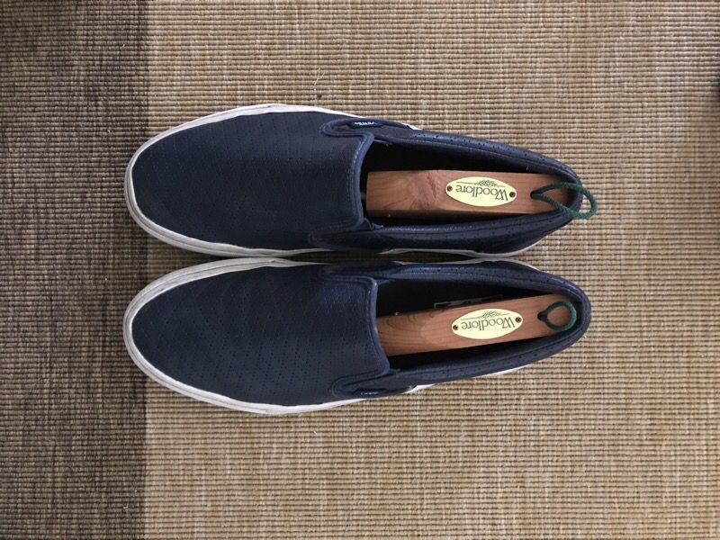 Vans navy leather slip on size M9.5