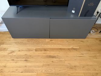 Gray TV Stand with Cabinet Storage