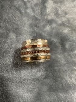 Sterling Silver wide band spinner ring
