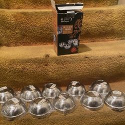 New, 10 double layered stainless steel bowls. 
