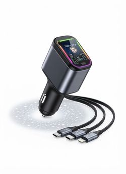4-in-1 Starry Sky Car Charger with Projection Lamp (USB + Type-C + IOS)