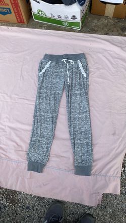 Gray Marled Jogger Sweatpants with Lace Pockets, junior size M