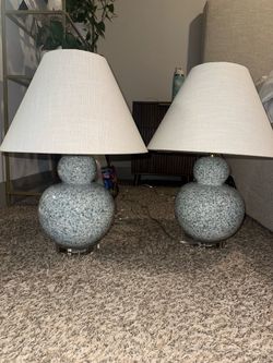 Pair of Gray/Green Ceramic Table Lamps