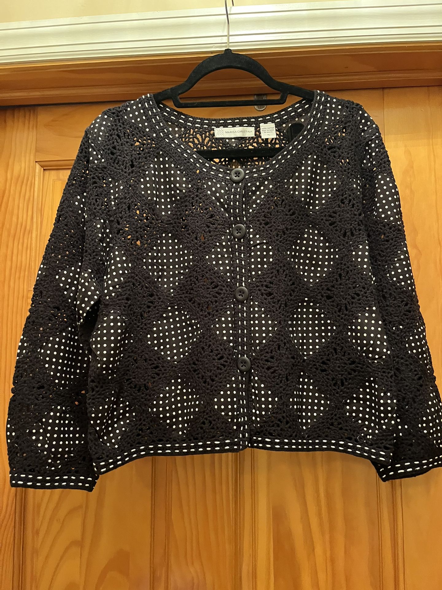 Beautiful Marisa Christina Crochet Jacket Vintage XL Black color. Beautiful and intricate design. In great condition