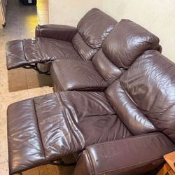 Leather Reclining Couch (2 Available)