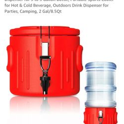 5-in-1 Insulated Cooler Dispenser with Spout, Water Jug Dispenser for 3 to 5 Gallon Bottle, Portable Sports Cooler for Hot & Cold Beverage, Outdoors D