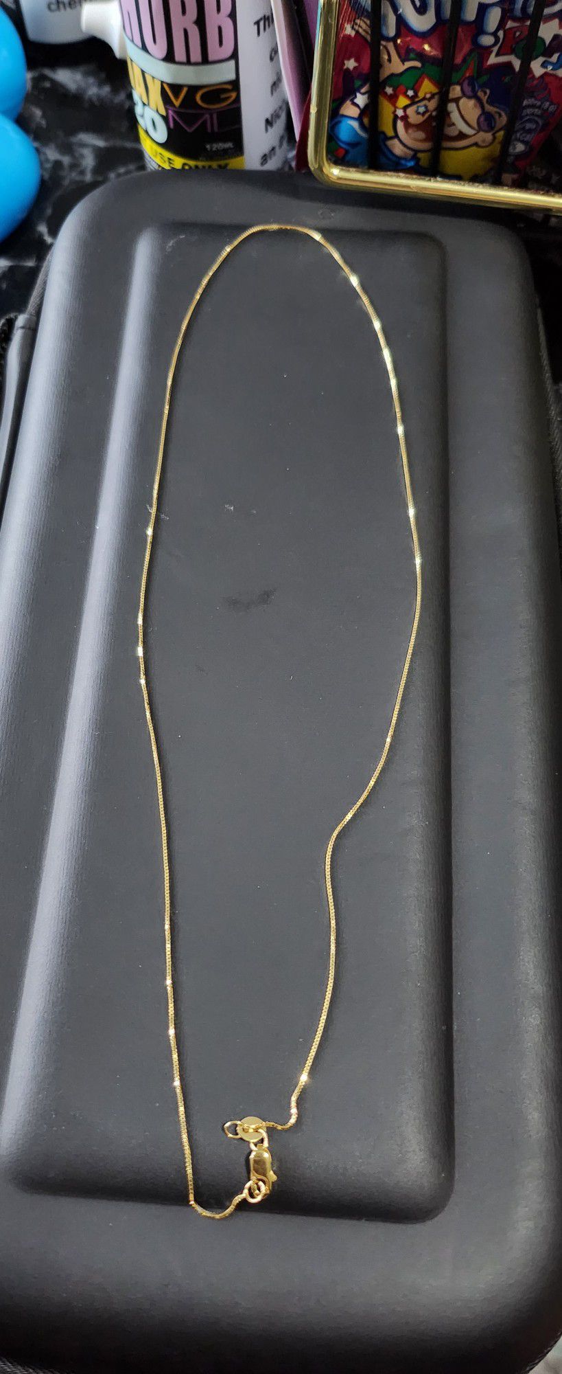 Necklace solid real gold 14k box chain guaranteed size 18