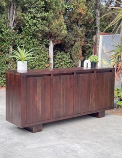 Pottery Barn Madera Solid Acacia Wood Organic Modern Buffet Sideboard