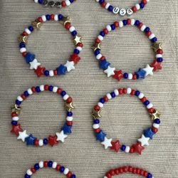 NEW Handmade Patriotic USA America Bracelets - Small 