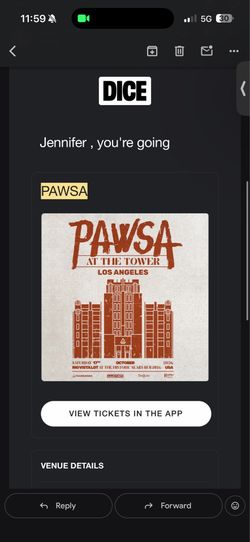 PAWSA ticket LA x1