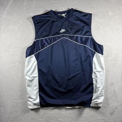 Nike Shirt Men’s Large Blue Tank Top Jersey Center Swoosh Embroidered Y2K #2747