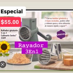 Rayador 3En 1 Con Tambor Giratorio 3 Aspas  Rayar Rebanar  Quesos Varias Comedidas  Princess House Ventas Finales 