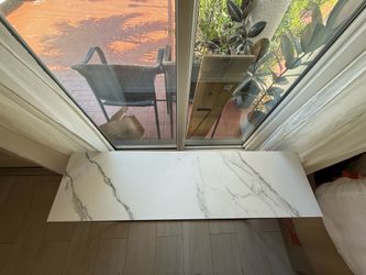 Marble Top Console Table with Black Metal Frame