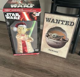 xmas yoda & wall decor $25 Arciero st