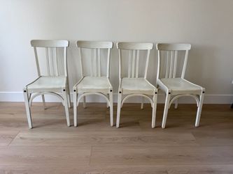 Set of 4 Restoration Hardware White Wood Dining Chairs