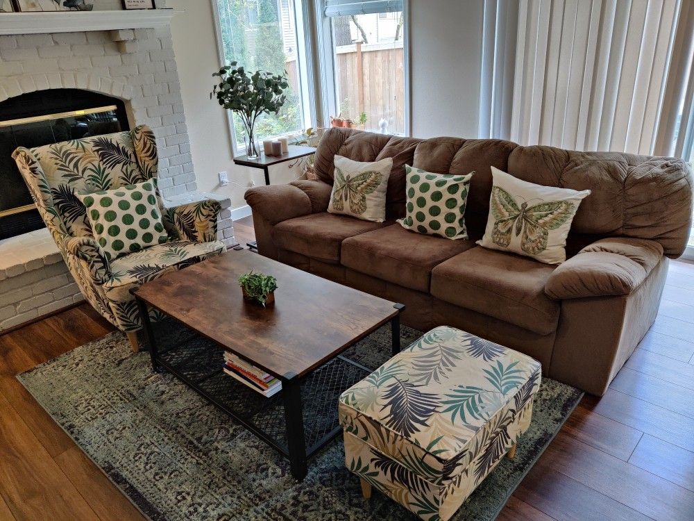 3 Seater Sofa + 1 Arm Chair & Ottoman for Sale