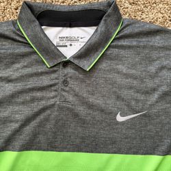 Nike Golf Lime Green/ Dark Grey Polo Tour Performance Bandon Dunes Patch Dri Fit  Mens Size XL