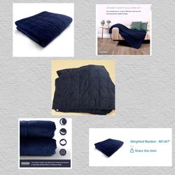 Hug Bud Navy Blue Weighted Blanket - 80" X 87" - 35-lbs 
