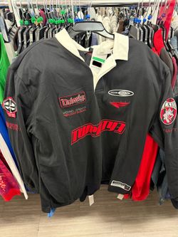 Nike Jordan Flight School Twenty3 Rugby Shirt Mens Extra Large Black Red Deloris Patch