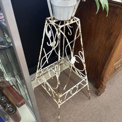 Pair of White Metal Plant Stands