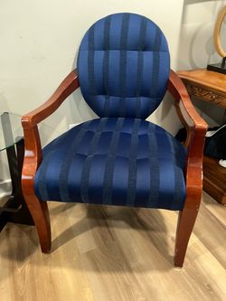 Blue Striped Upholstered Armchair