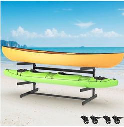 Fiaygro Kayak Storage Rack, Heavy Duty Adjustable Freestanding Kayak Stand with Wheels or Protection Pad for Kayaks, SUPs, Canoe and Paddleboard Kayak
