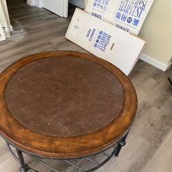 Coffee Table Black Wrought Iron Wood Top  